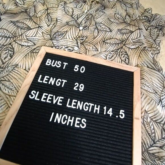 Alfred Dunner Women's Plus Sz 16 Sheer Button Down 3/4 Sleeve Leaf Print Top - Picture 6 of 6